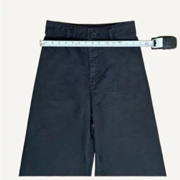 Zara High Rise Wide Leg Raw Hem Charcoal Denim Jeans Black Size 6 - Picture 11 of 11